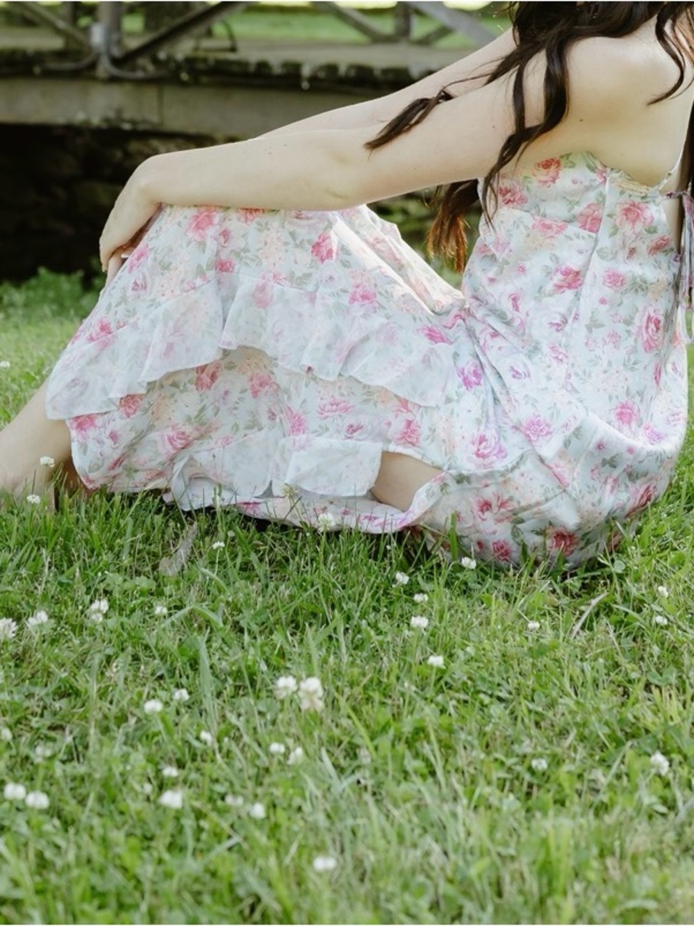 wild fable Light Blue Floral-Trim Strap Sundress
